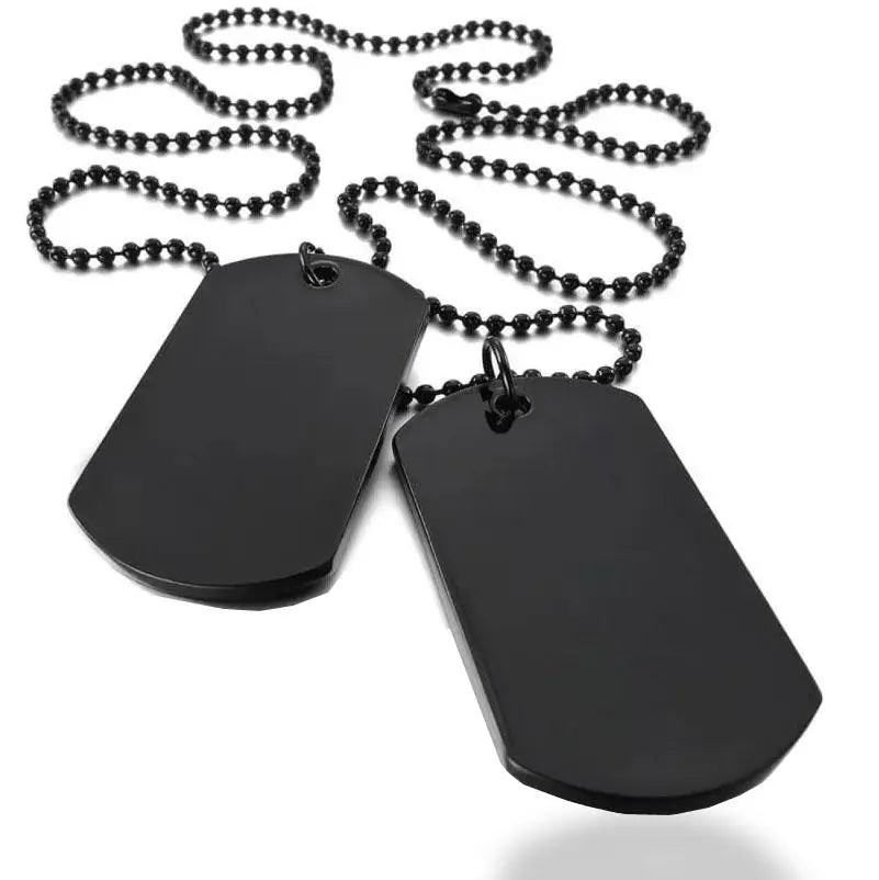 PLAQUE MILITAIRE EN ALLIAGE NOIR (ACIER INOXYDABLE)