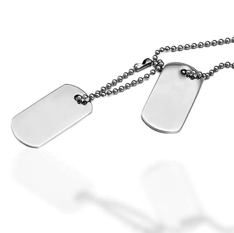 PLAQUE MILITAIRE EN MODÈLE SIMPLE OU DOUBLE (ARGENT)