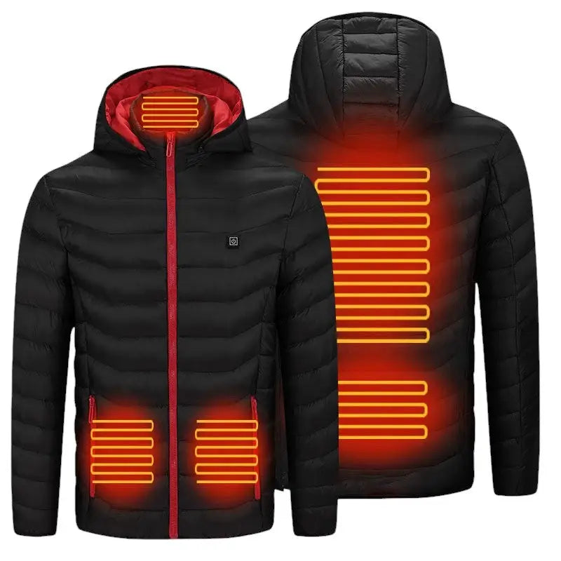 Veste chauffante électrique 5 zones noire et rouge